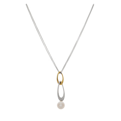 Collar Oro Blanco Amarillo Perla Cultivada y Brillantes CO0812438