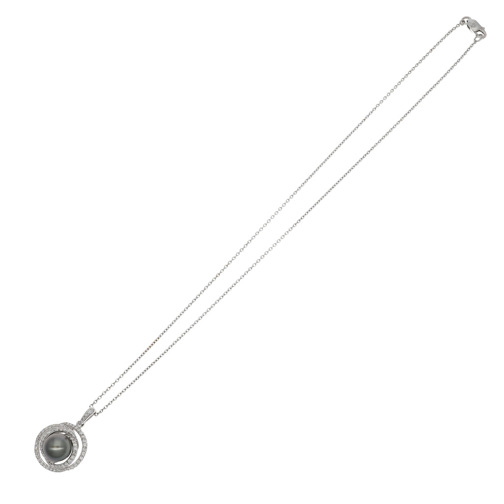 Collar Oro Blanco Brillantes y Perla Cultivada Tahití CO0912501