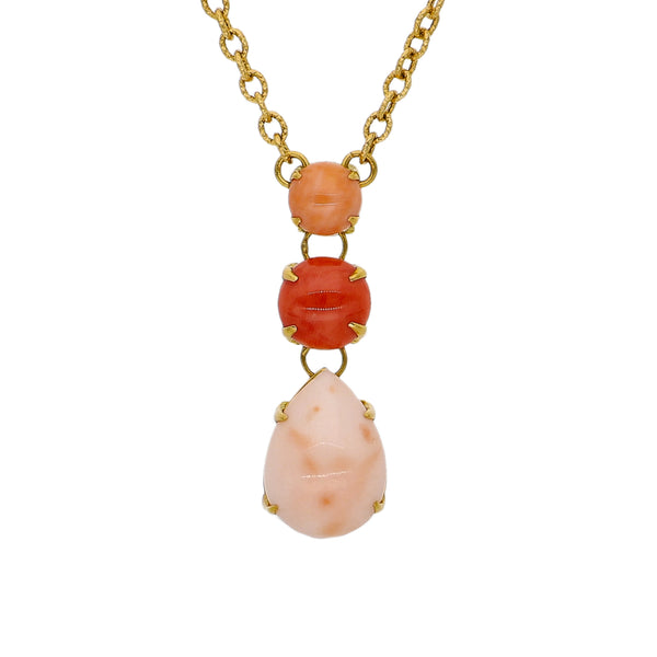 Collar Oro Amarillo y Coral CO8176