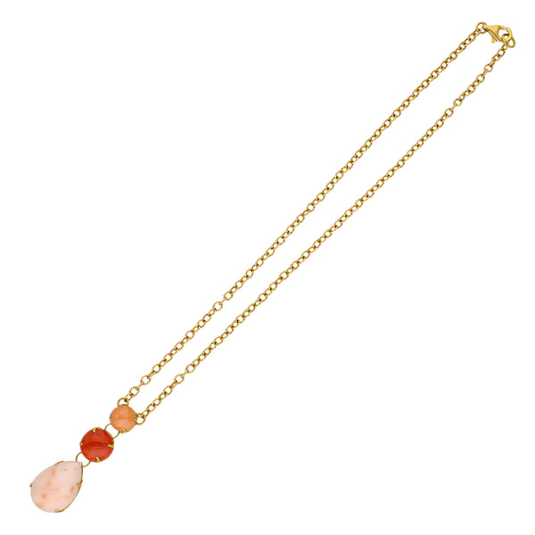 Collar Oro Amarillo y Coral CO8176