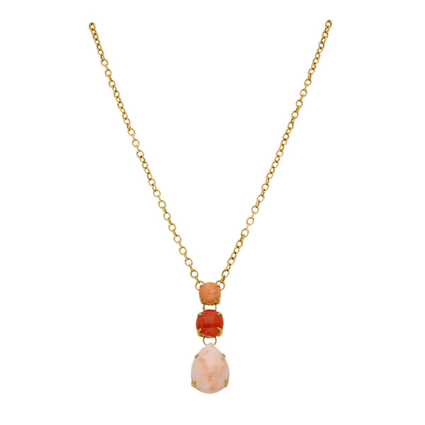 Collar Oro Amarillo y Coral CO8176