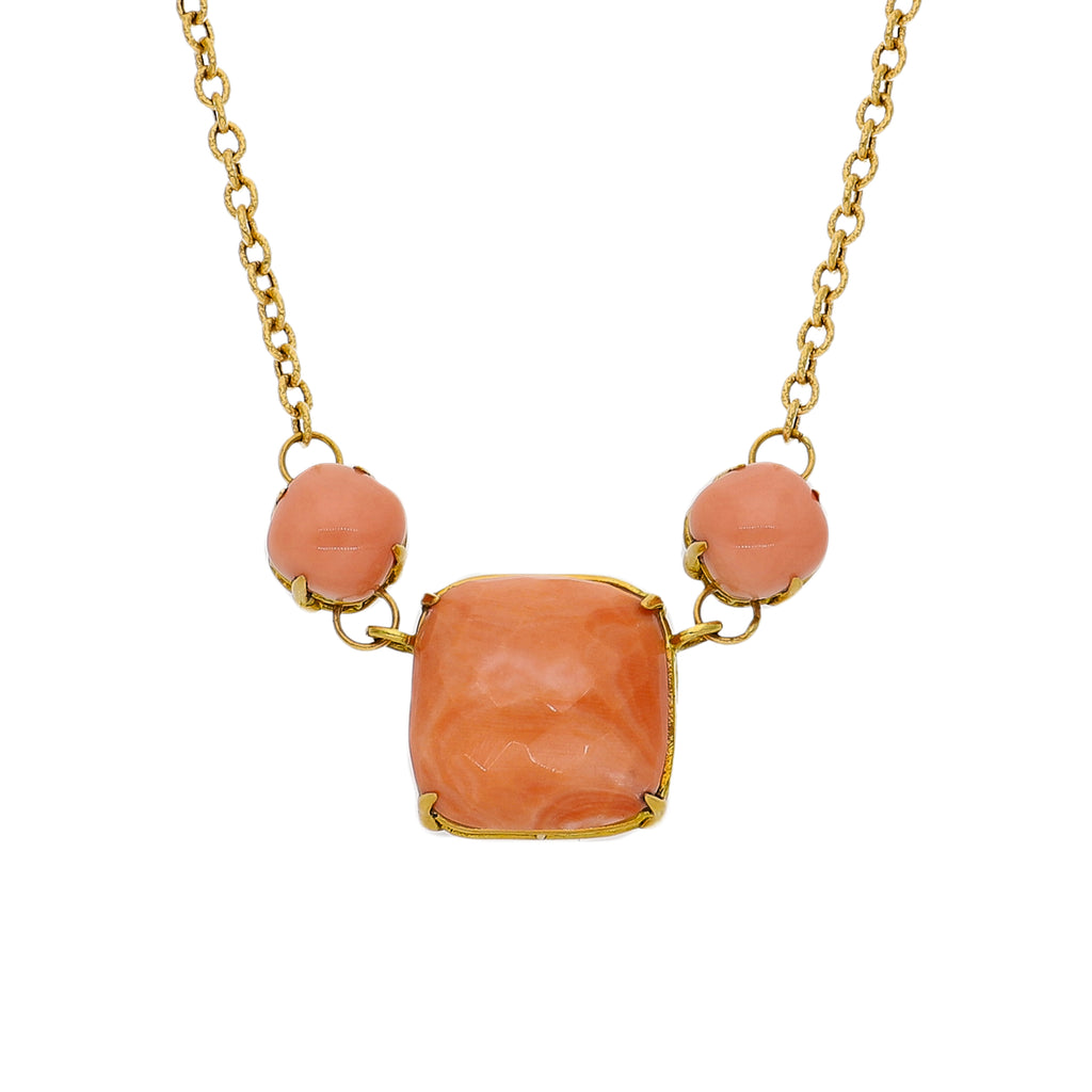 Collar Oro Amarillo y Coral CO8177