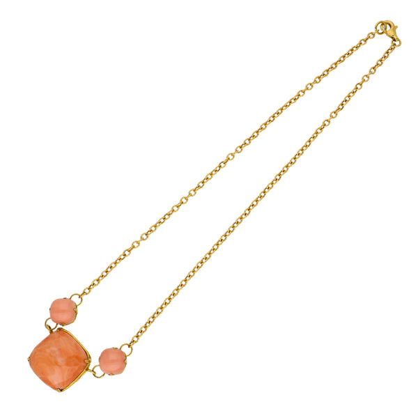 Collar Oro Amarillo y Coral CO8177