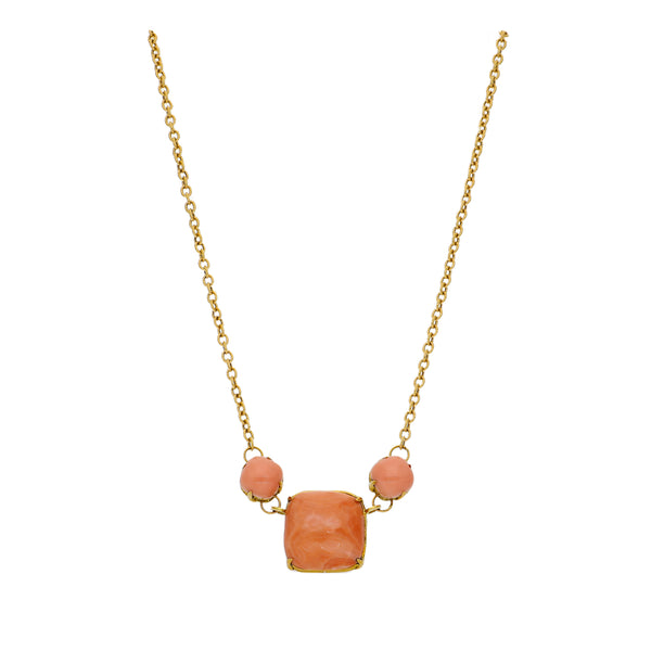 Collar Oro Amarillo y Coral CO8177