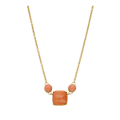 Collar Oro Amarillo y Coral CO8177