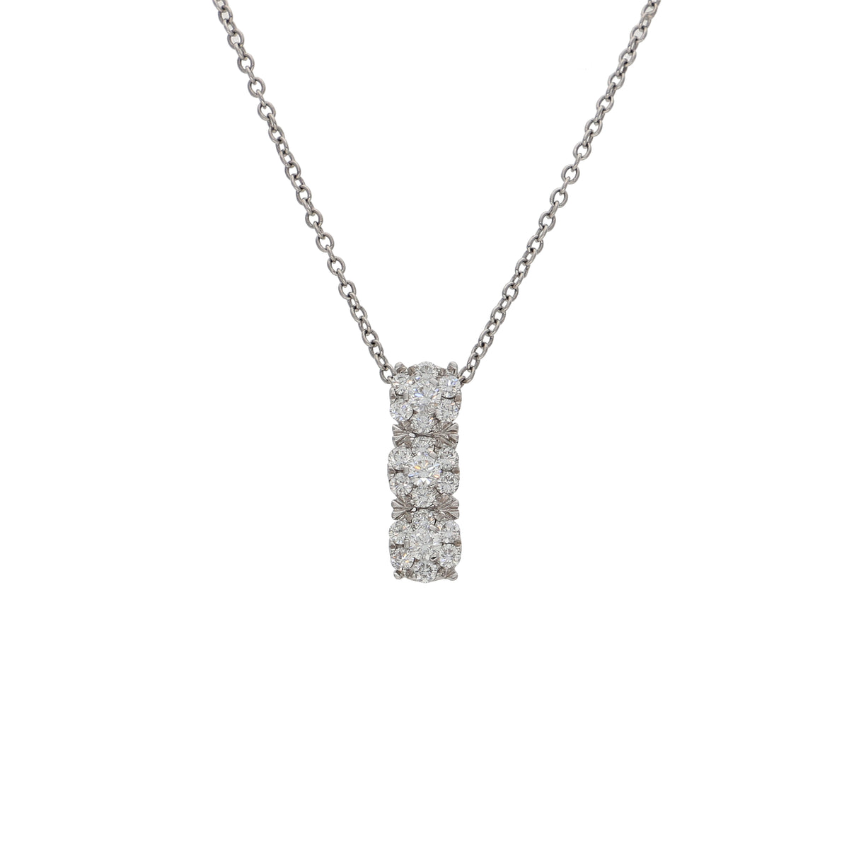 Collar Oro Blanco Triple Halo Brillantes CO4242