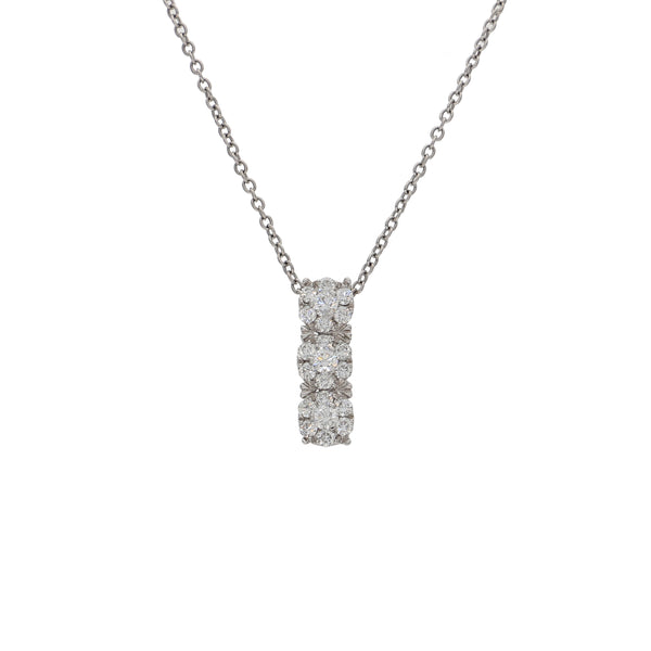 Collar Oro Blanco Triple Halo Brillantes CO4242