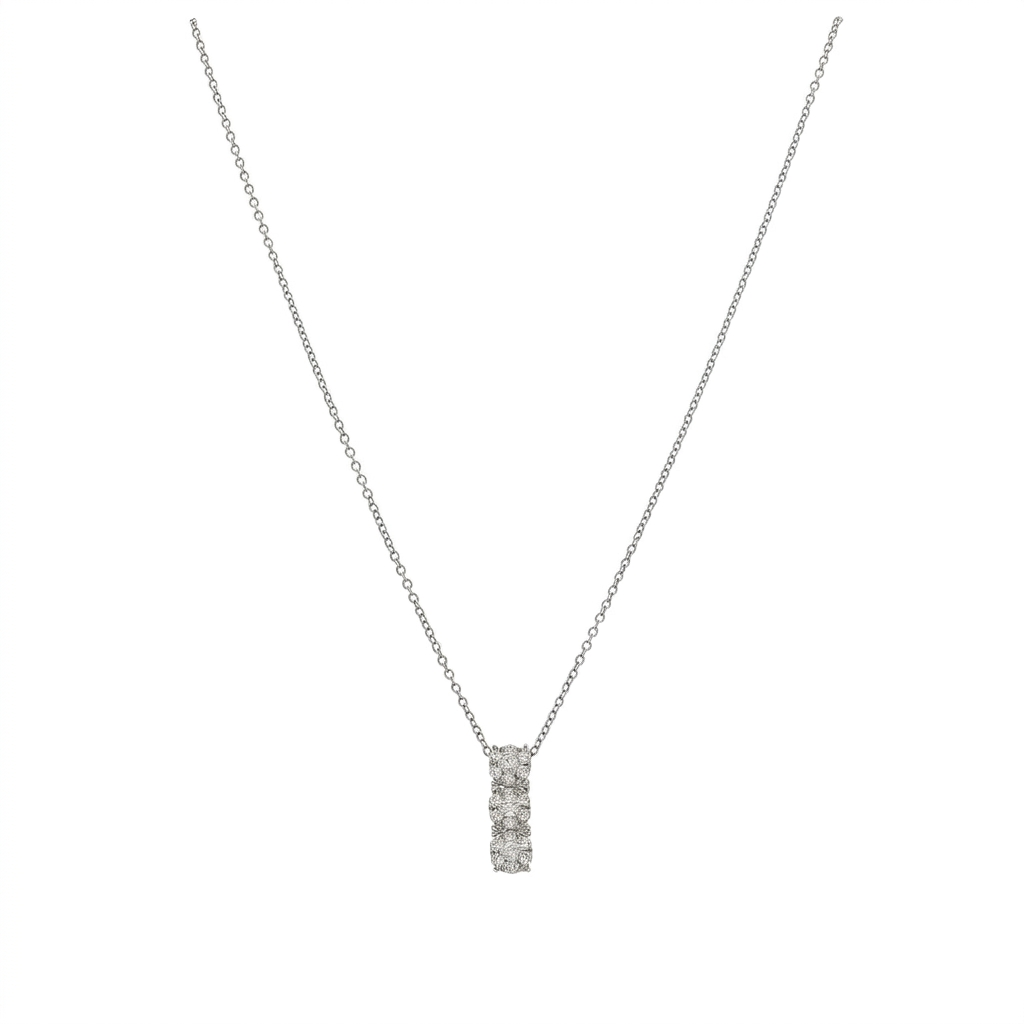 Collar Oro Blanco Triple Halo Brillantes CO4242