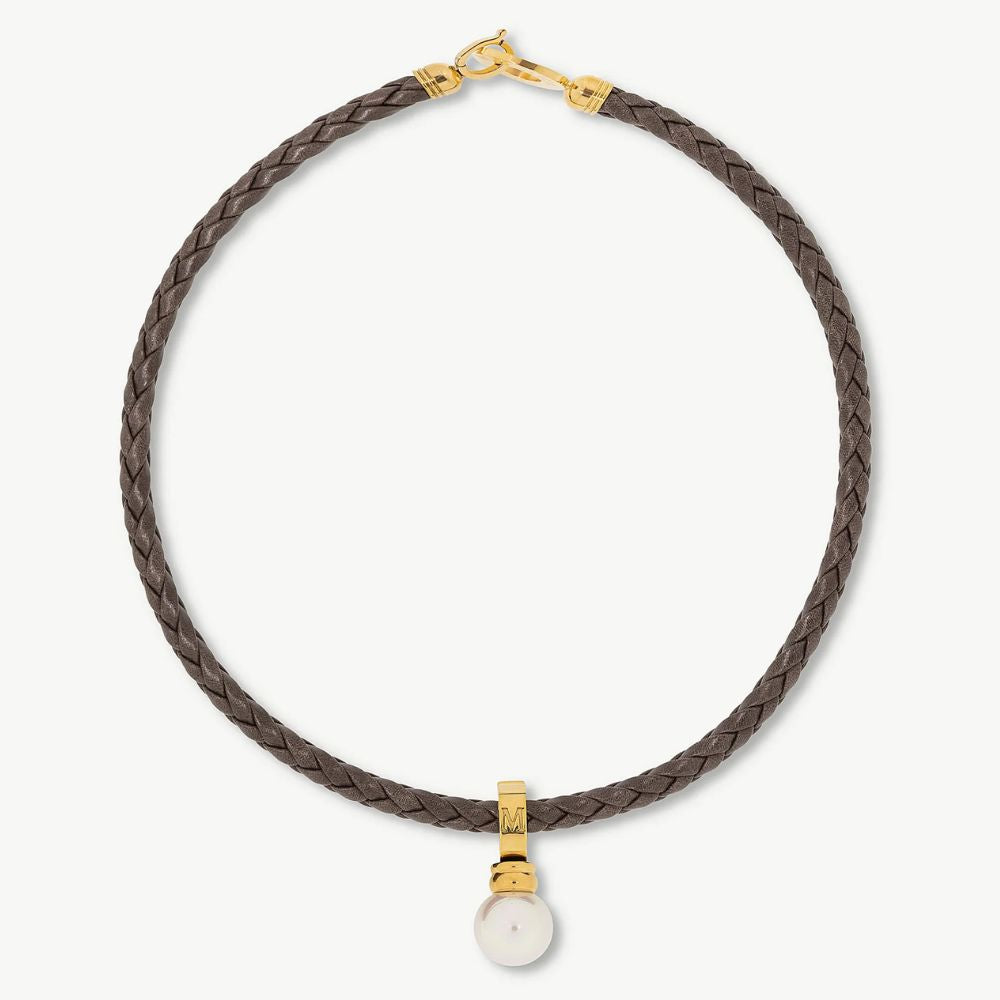 Collar Majorica Trenzado Café