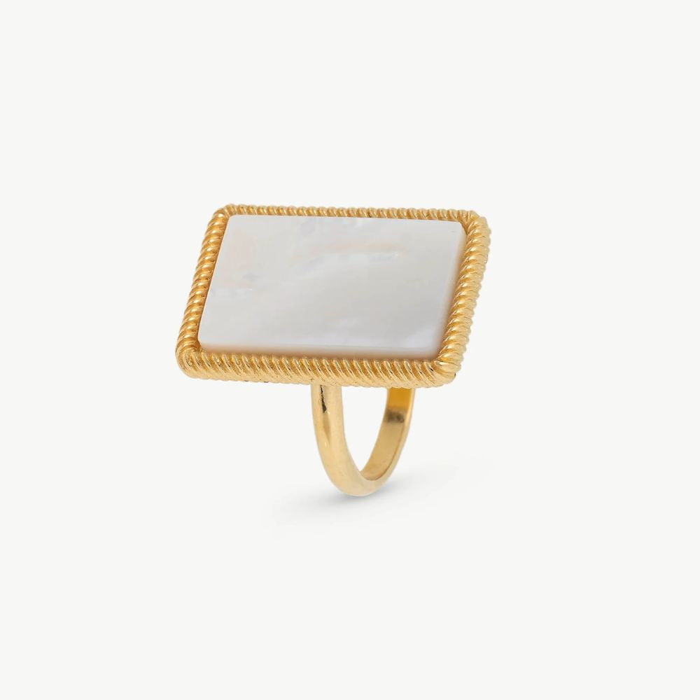 Anillo Majorica Nácar Rectangular
