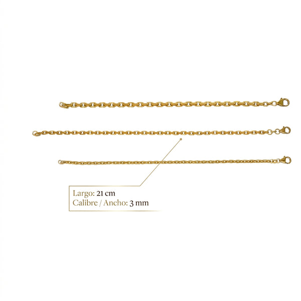 Pulsera Plata Enchapada Tipo Eslabones (3 mm) 21cm | P02151223210