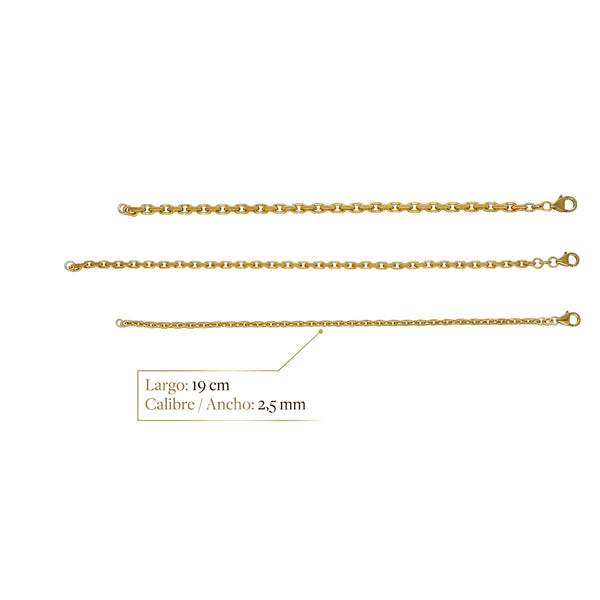 Pulsera Plata Enchapada Tipo Eslabones (2,5mm) 19cm | P02151023190