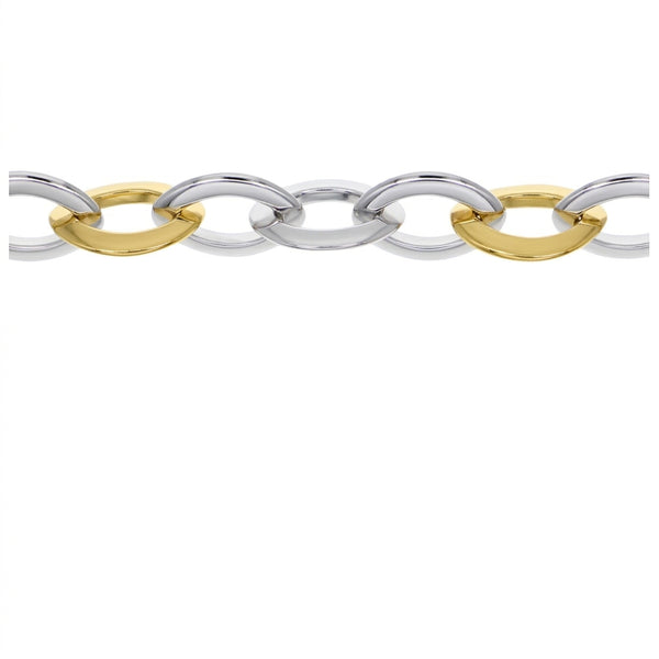 Pulsera Plata Enchapada Eslabones Bicolor (7 mm) 19cm | P02012221923190
