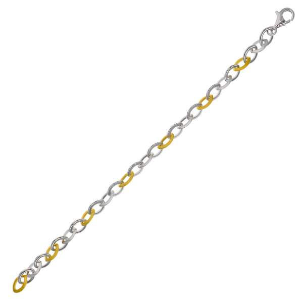 Pulsera Plata Enchapada Eslabones Bicolor (7 mm) 19cm | P02012221923190