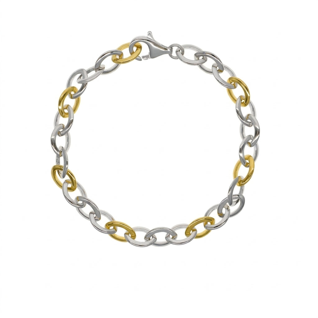 Pulsera Plata Enchapada Eslabones Bicolor (7 mm) 19cm | P02012221923190