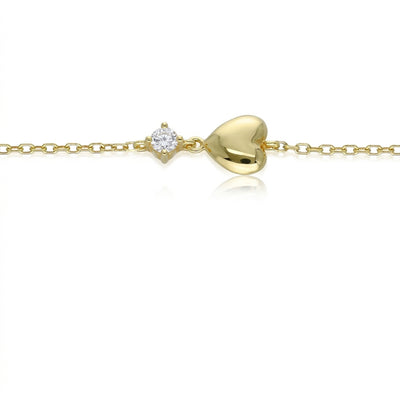 Pulsera Plata Enchapada Corazón y Circón 19cm | P020216237022160