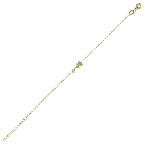Pulsera Plata Enchapada Corazón y Circón 19cm | P020216237022160