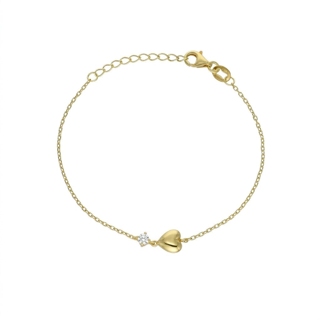 Pulsera Plata Enchapada Corazón y Circón 19cm | P020216237022160