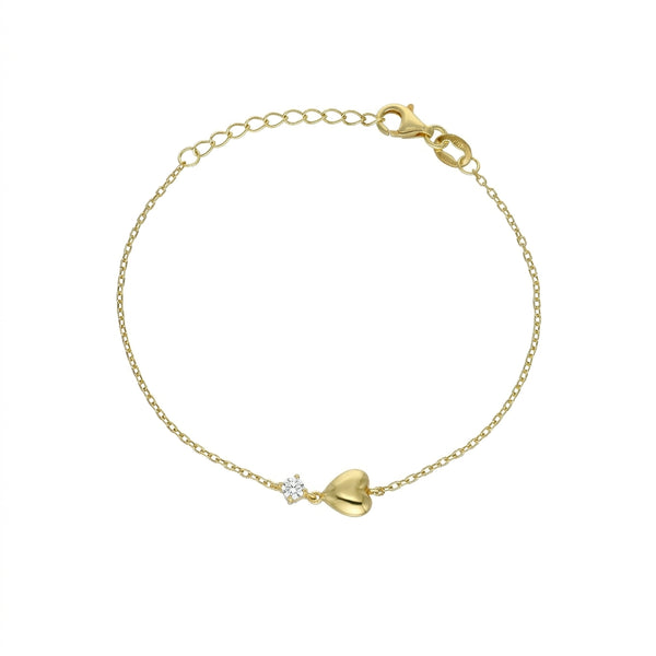 Pulsera Plata Enchapada Corazón y Circón 19cm | P020216237022160