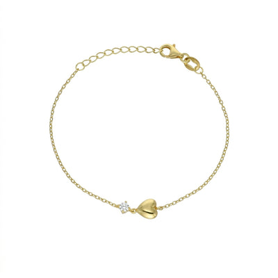 Pulsera Plata Enchapada Corazón y Circón 19cm | P020216237022160