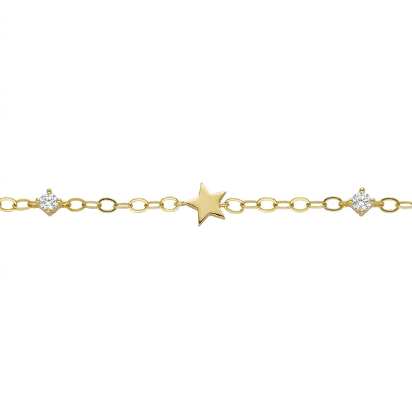 Pulsera Plata Enchapada Estrella y Circones 19cm | P020216267022160