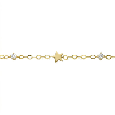 Pulsera Plata Enchapada Estrella y Circones 19cm | P020216267022160