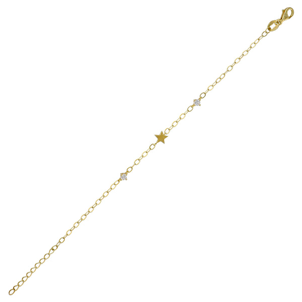 Pulsera Plata Enchapada Estrella y Circones 19cm | P020216267022160