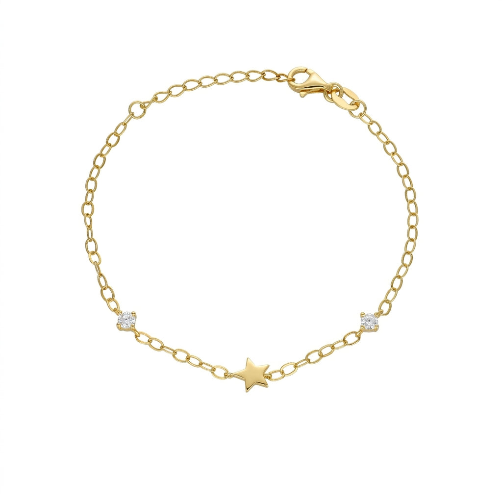Pulsera Plata Enchapada Estrella y Circones 19cm | P020216267022160