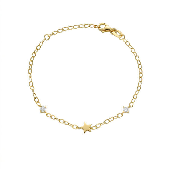 Pulsera Plata Enchapada Estrella y Circones 19cm | P020216267022160