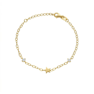 Pulsera Plata Enchapada Estrella y Circones 19cm | P020216267022160