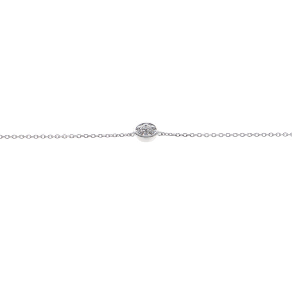 Pulsera Oro Blanco y Brillantes 17.5Cm PU-13649