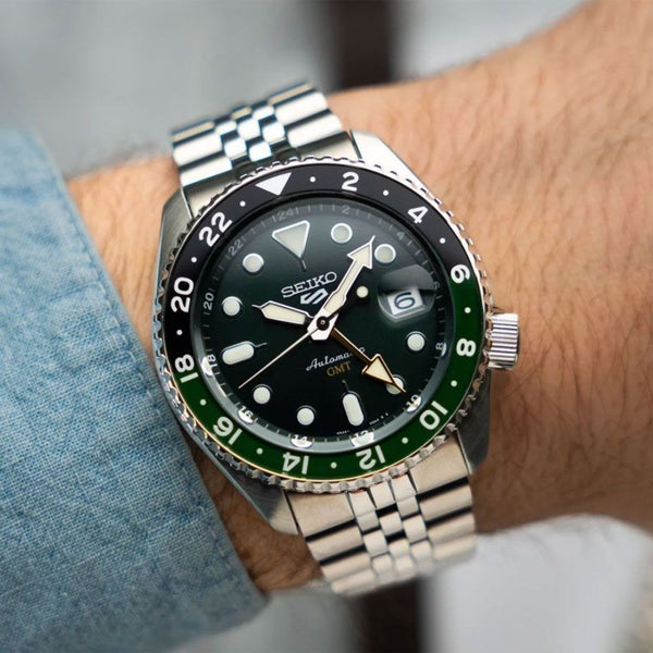 Reloj Seiko 5 Sports GMT Bicolor Verde SSK035K1
