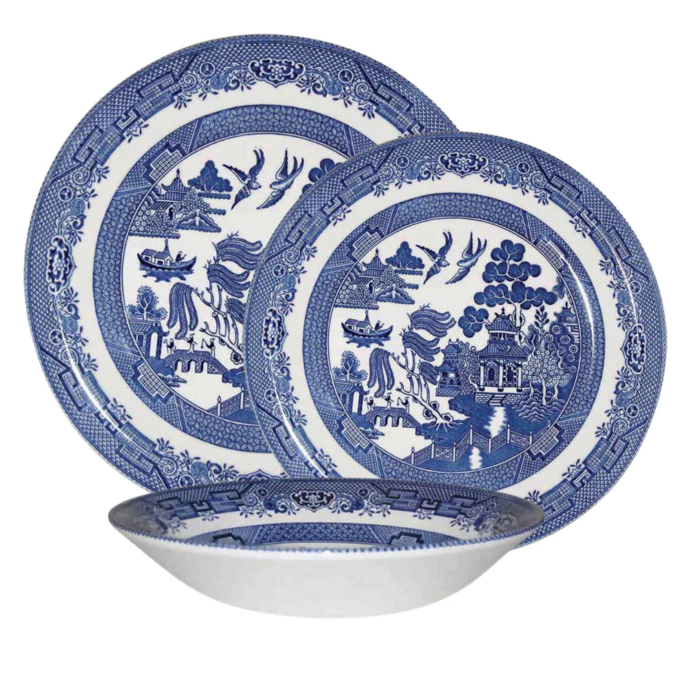 Juego Loza Churchill  Blue Willow 12 Pzas