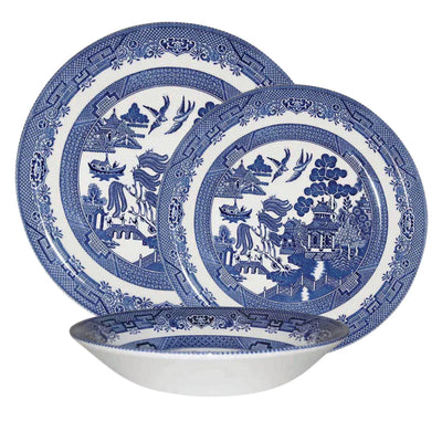 Juego Loza Churchill  Blue Willow 12 Pzas