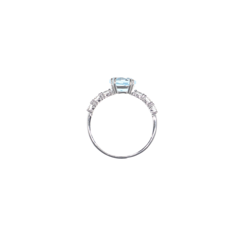 Anillo de Oro Blanco Topacio Azul y Blanco AN12790 - Joyería Rometsch