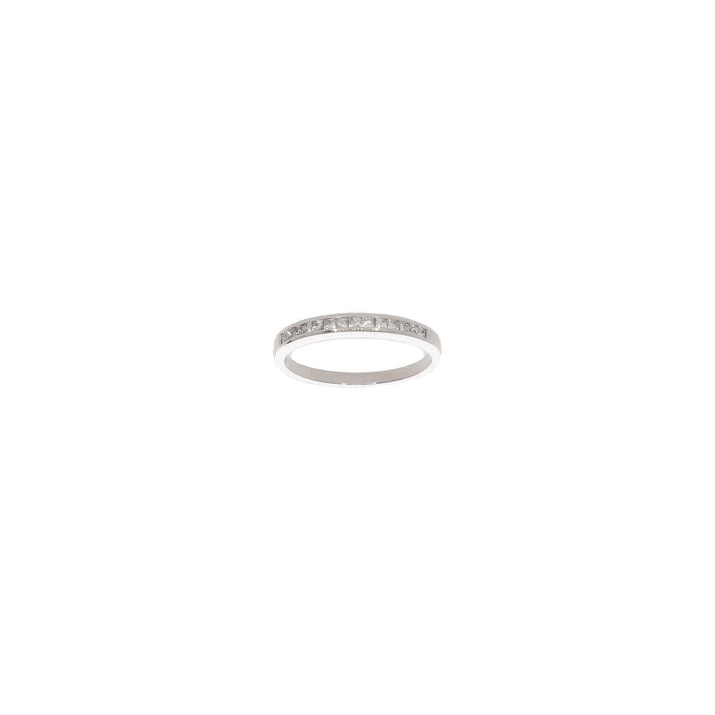 Anillo Medio Cintilo Oro Blanco con Diamantes, AN11859 - Joyería Rometsch