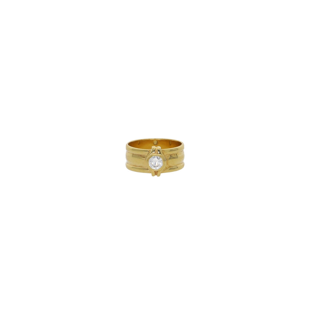 Anillo Oro Amarillo Ancho Circón AN0005483 - Joyería Rometsch