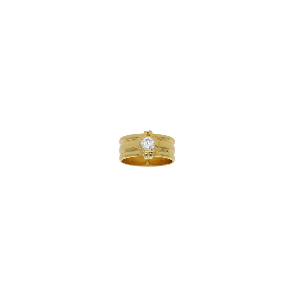 Anillo Oro Amarillo Ancho Circón AN0005483 - Joyería Rometsch