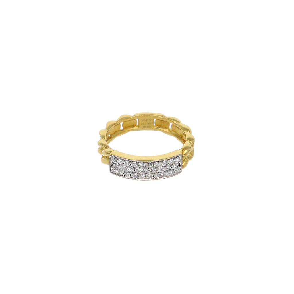 Anillo Oro Amarillo Cadena y Brillantes AN-10899 - Joyería Rometsch