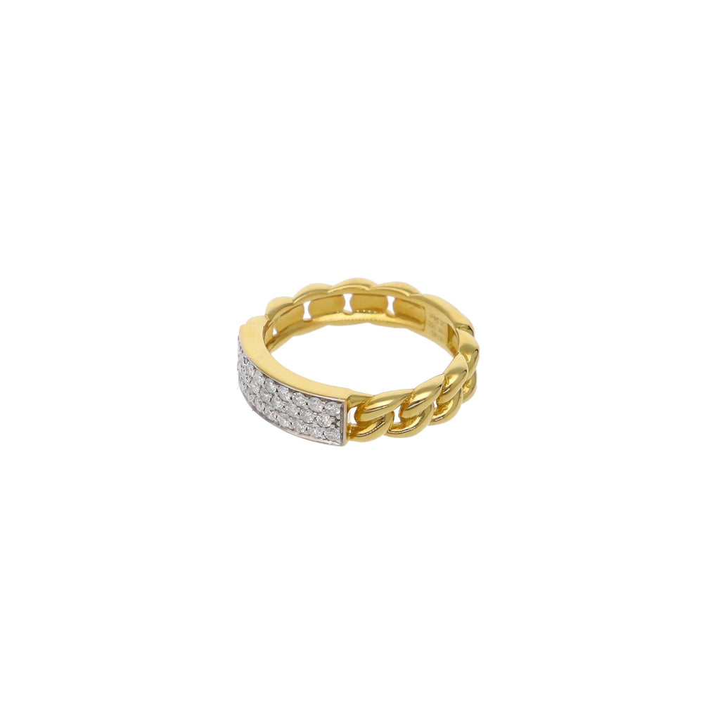 Anillo Oro Amarillo Cadena y Brillantes AN-10899 - Joyería Rometsch