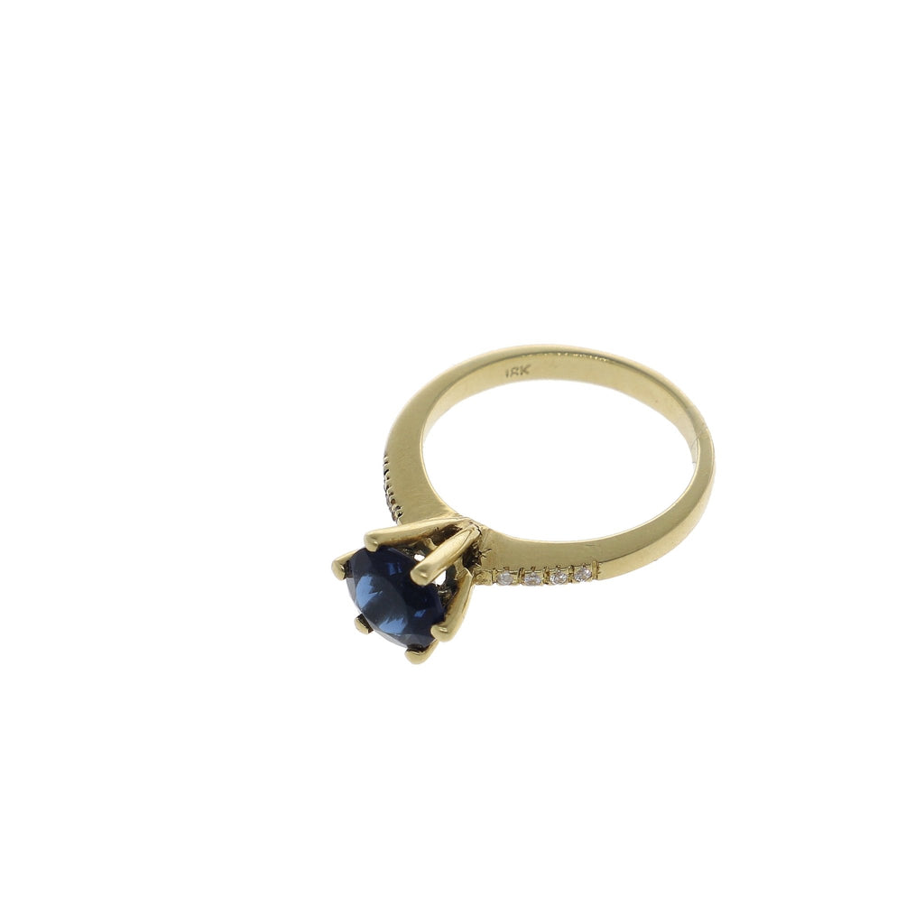 Anillo Oro amarillo con Circón Azul, AN2829 - Joyería Rometsch