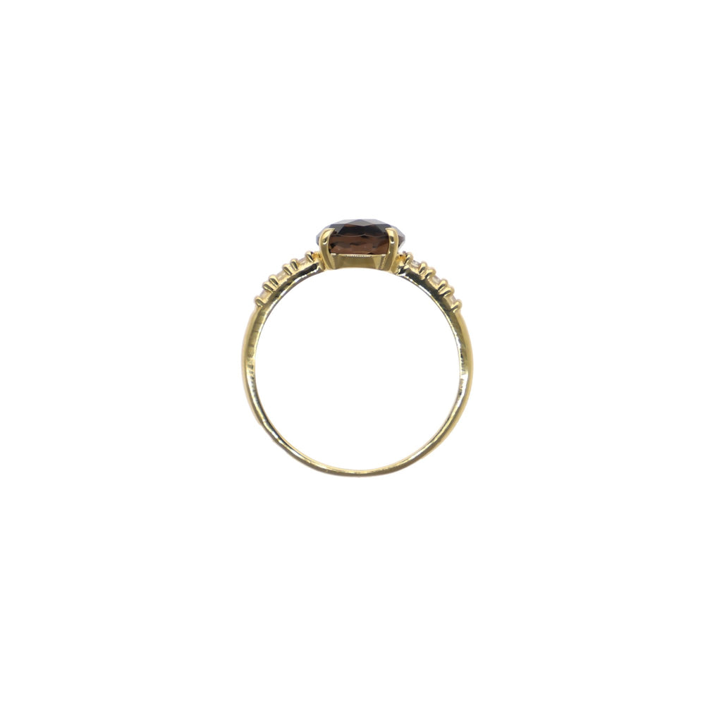 Anillo Oro Amarillo Cuarzo Fumé y Brillantes AN12794 - Joyería Rometsch