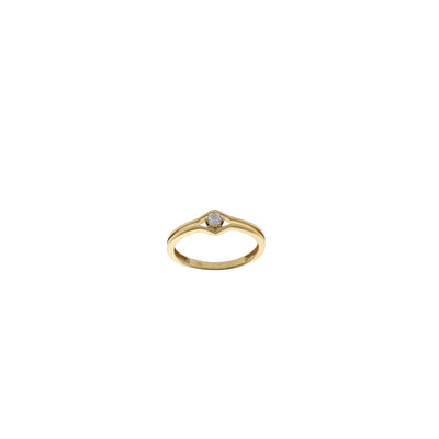 Anillo Oro Amarillo Doble con Circón Central AN11774 - Joyería Rometsch