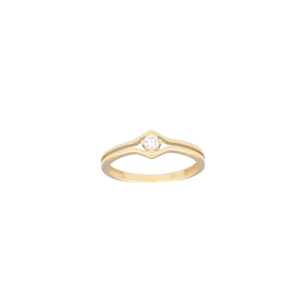 Anillo Oro Amarillo Doble con Circón Central AN11774 - Joyería Rometsch