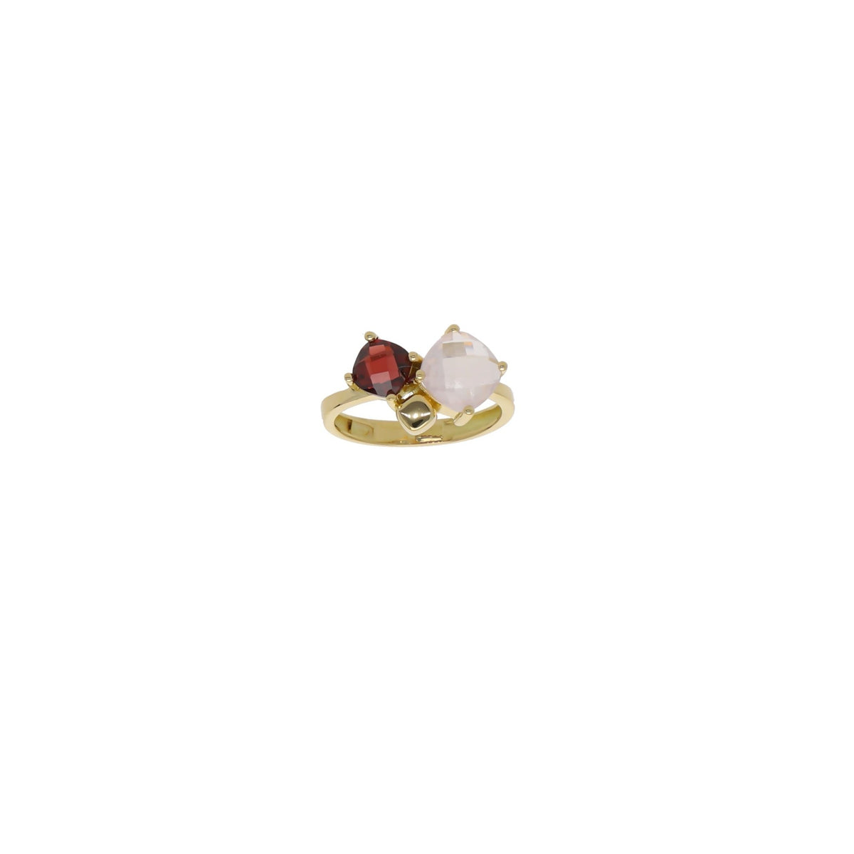 Anillo Oro Amarillo Granate y Cuarzo Rosa 2209083 - Joyería Rometsch