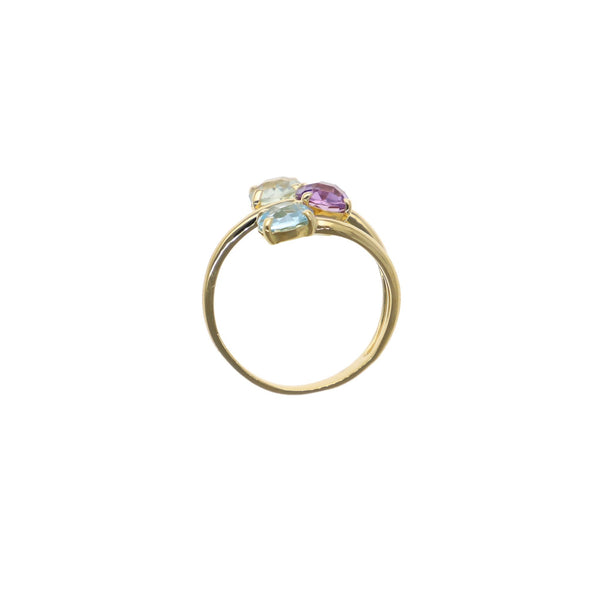 Anillo Oro Amarillo Topacio Azul, Amatista y Cuarzo Espiral AN12793 - Joyería Rometsch