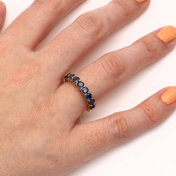 Anillo Oro Amarillo Zafiro Azul AN10602 - Joyería Rometsch