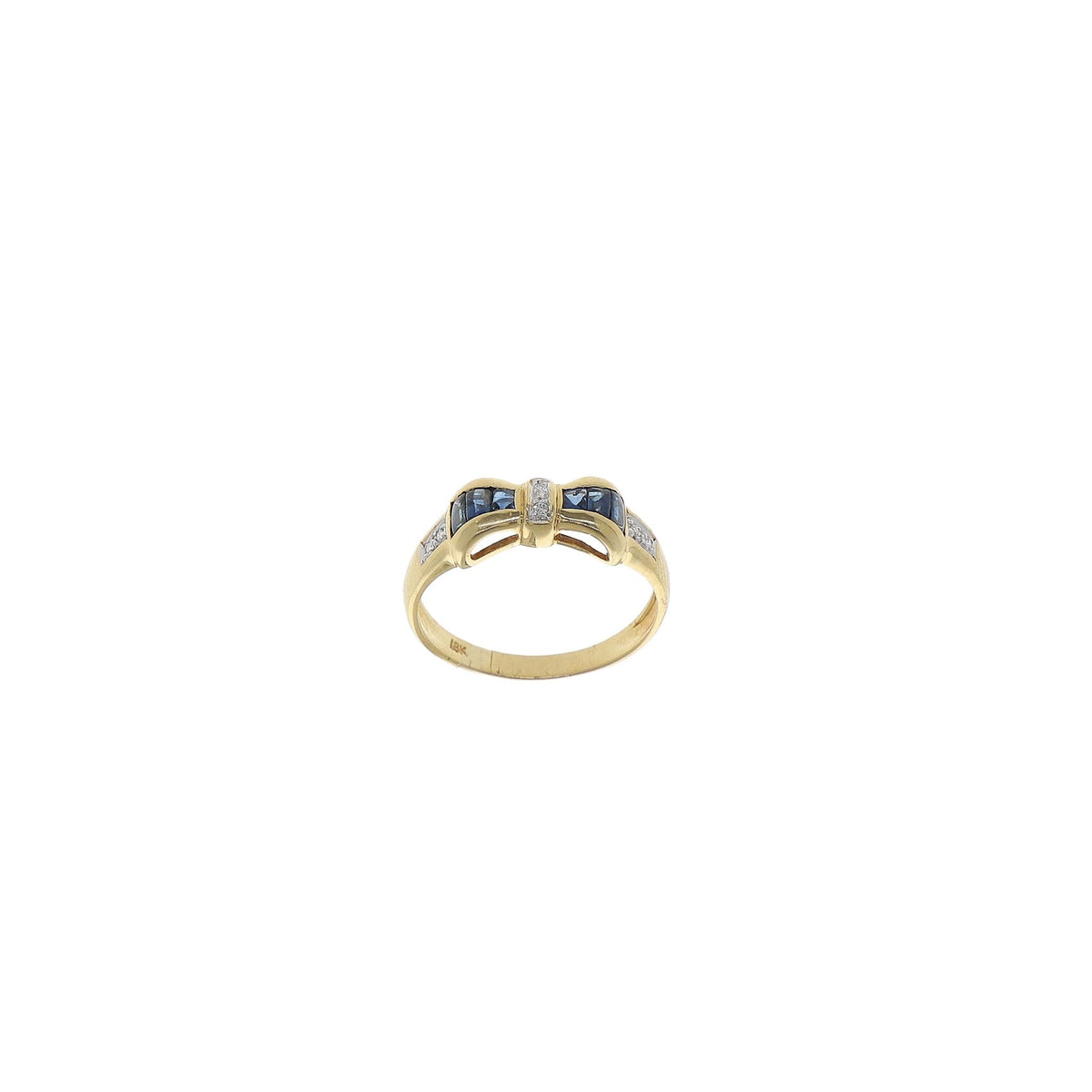 Anillo Oro Amarillo Zafiro Azul y Brillantes AN11209 - Joyería Rometsch