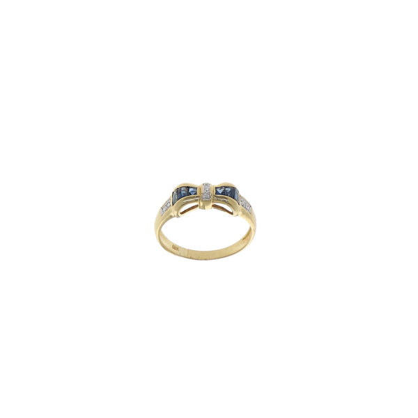 Anillo Oro Amarillo Zafiro Azul y Brillantes AN11209 - Joyería Rometsch