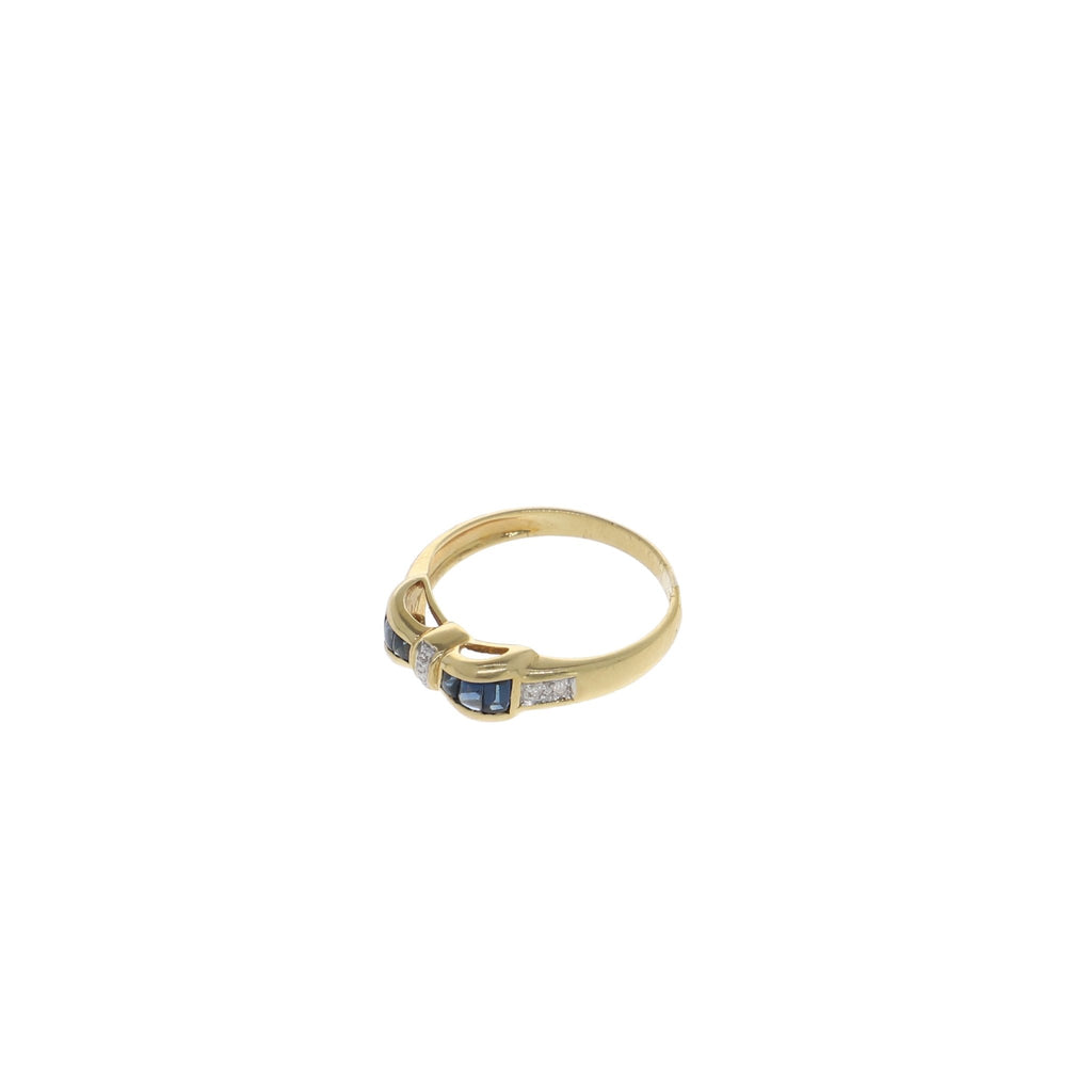 Anillo Oro Amarillo Zafiro Azul y Brillantes AN11209 - Joyería Rometsch